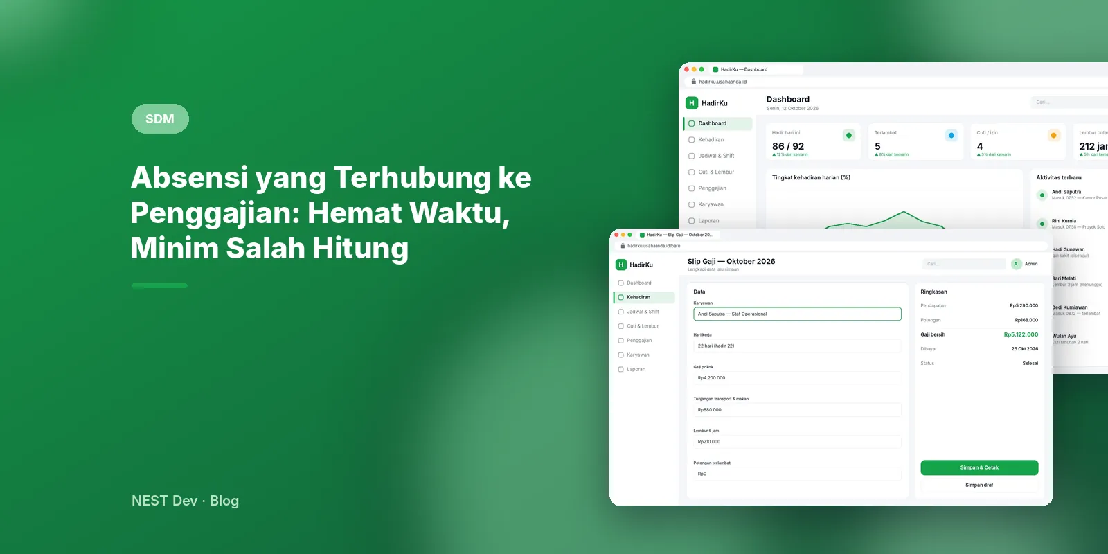 Absensi yang Terhubung ke Penggajian: Hemat Waktu, Minim Salah Hitung