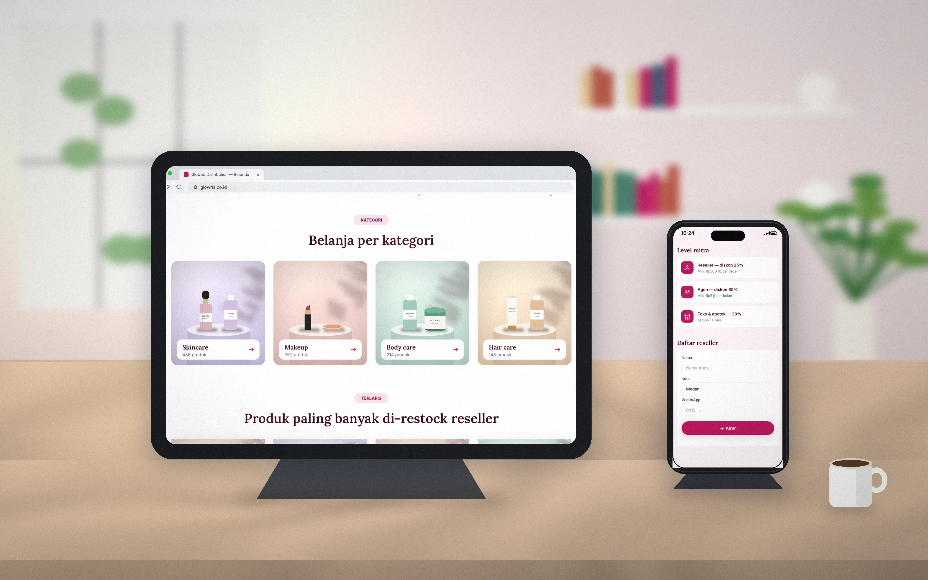 Website Distributor Kosmetik dengan Portal Reseller