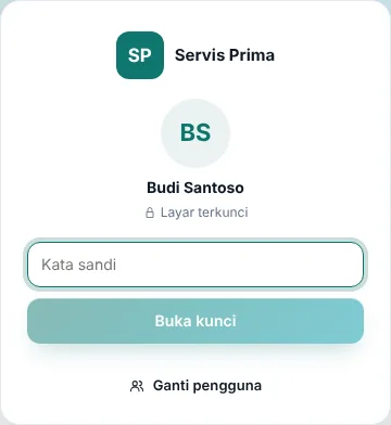 Layar terkunci: PIN, Lupa PIN, dan Ganti pengguna