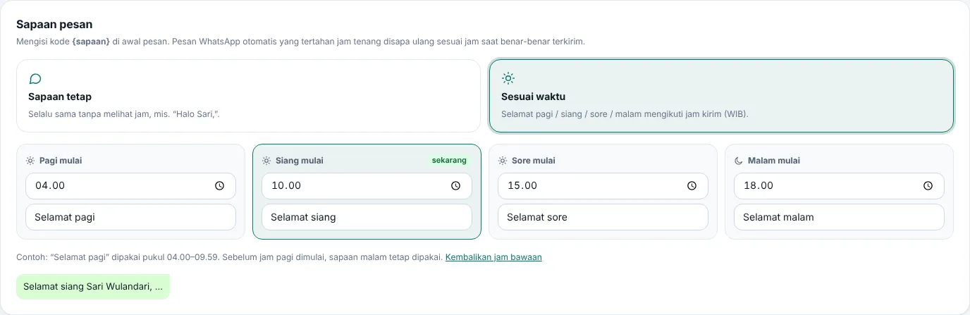Sapaan sesuai waktu