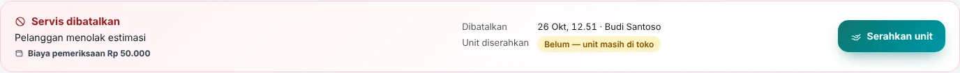 Dibatalkan, unit masih di toko