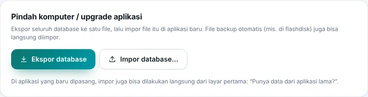 Ekspor & impor di halaman Backup data